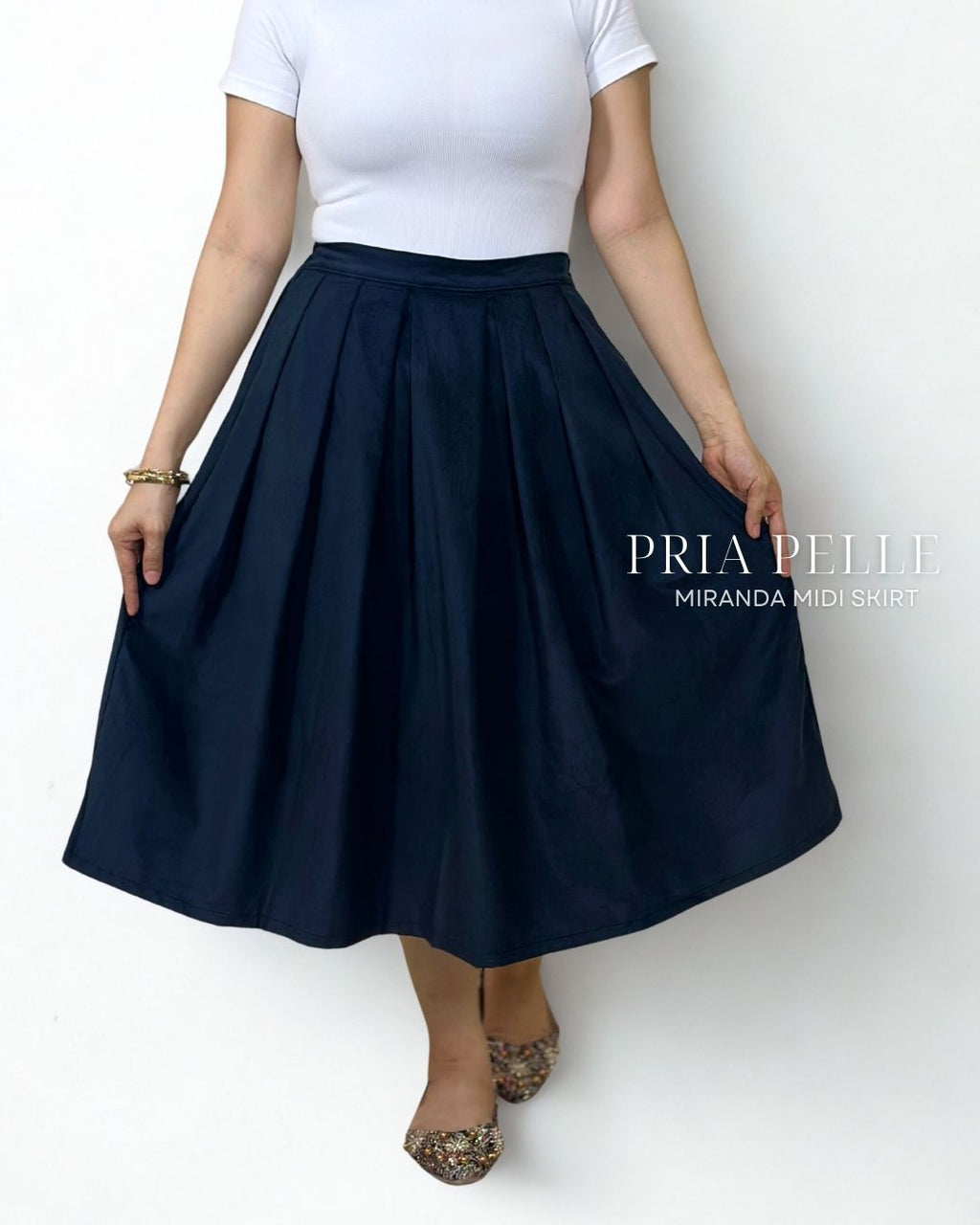 Pria Pelle Miranda Midi Skirt - Baby Corduroy Black