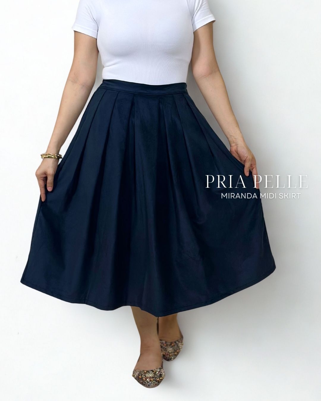 Pria Pelle Miranda Midi Skirt - Baby Corduroy Black