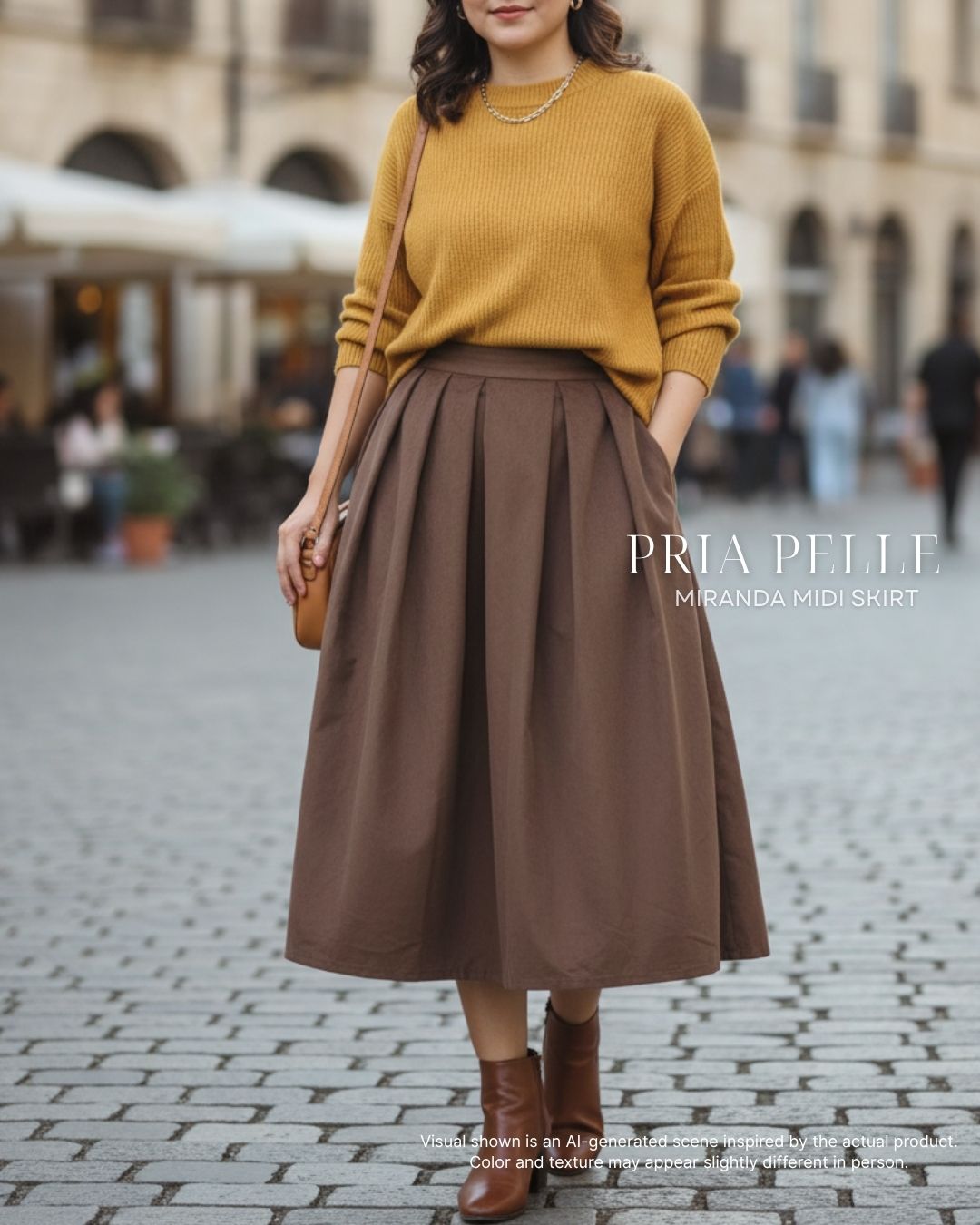 Pria Pelle Miranda Midi Skirt - Baby Corduroy Brown