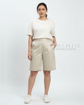 Pria Pelle Bermuda Shorts | Back garter - Cotton Twill Off White | Non Stretch