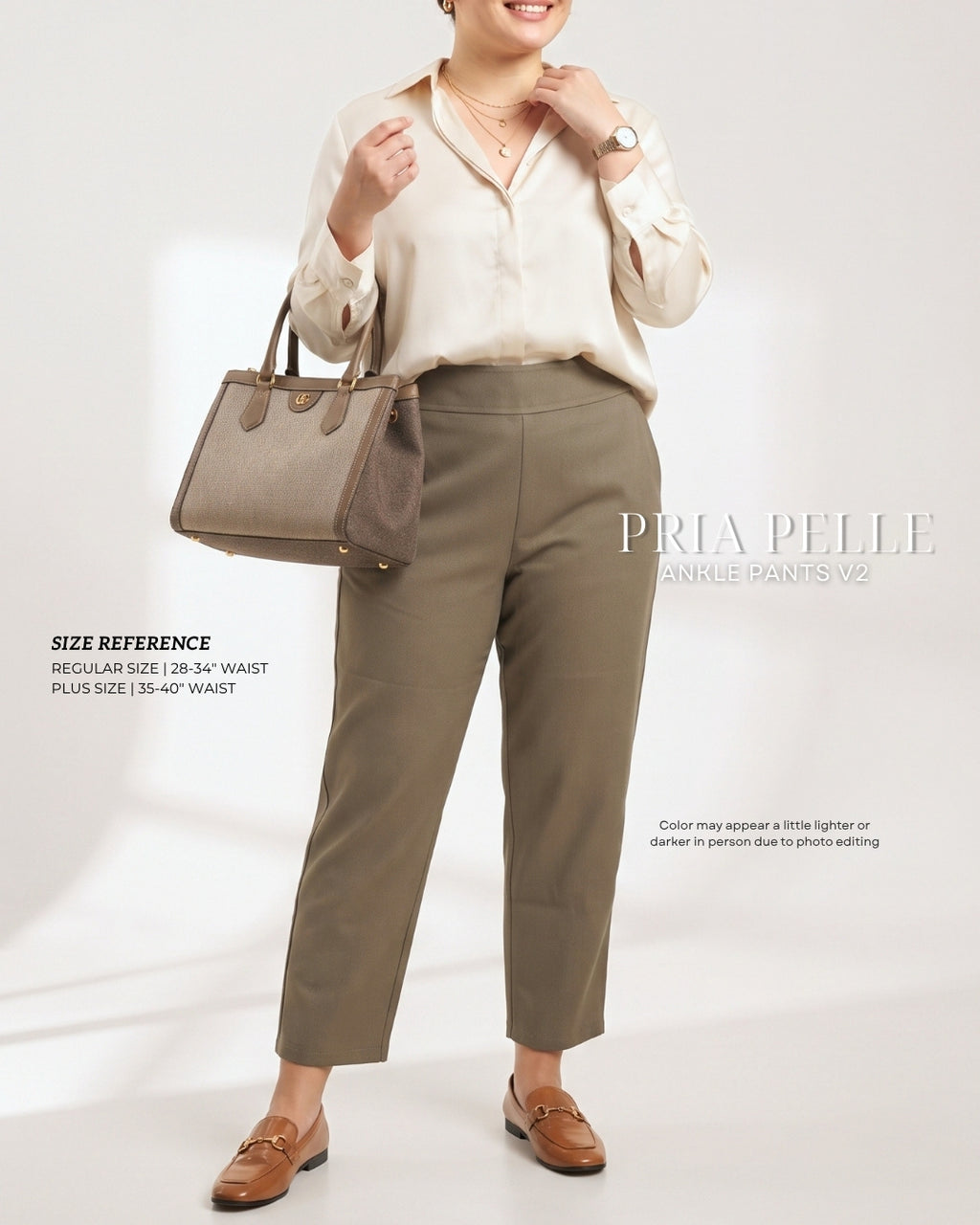 Pria Pelle Ankle Pants Version 2 | Back Garter - Denim Blend Olive Grove - Non stretch