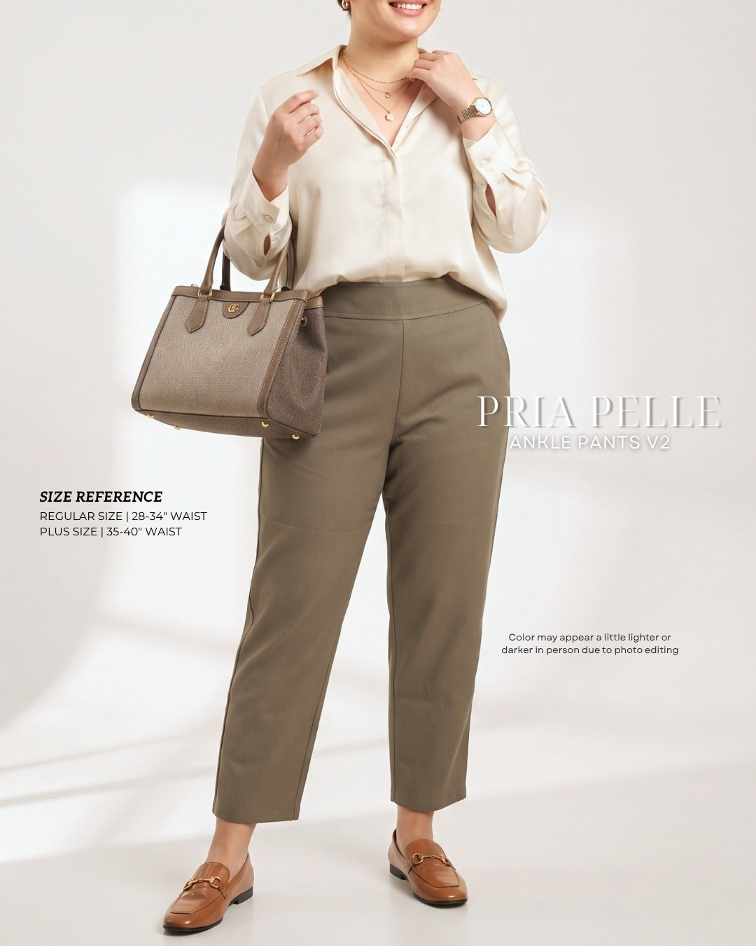 Pria Pelle Ankle Pants Version 2 | Back Garter - Denim Blend Olive Grove - Non stretch