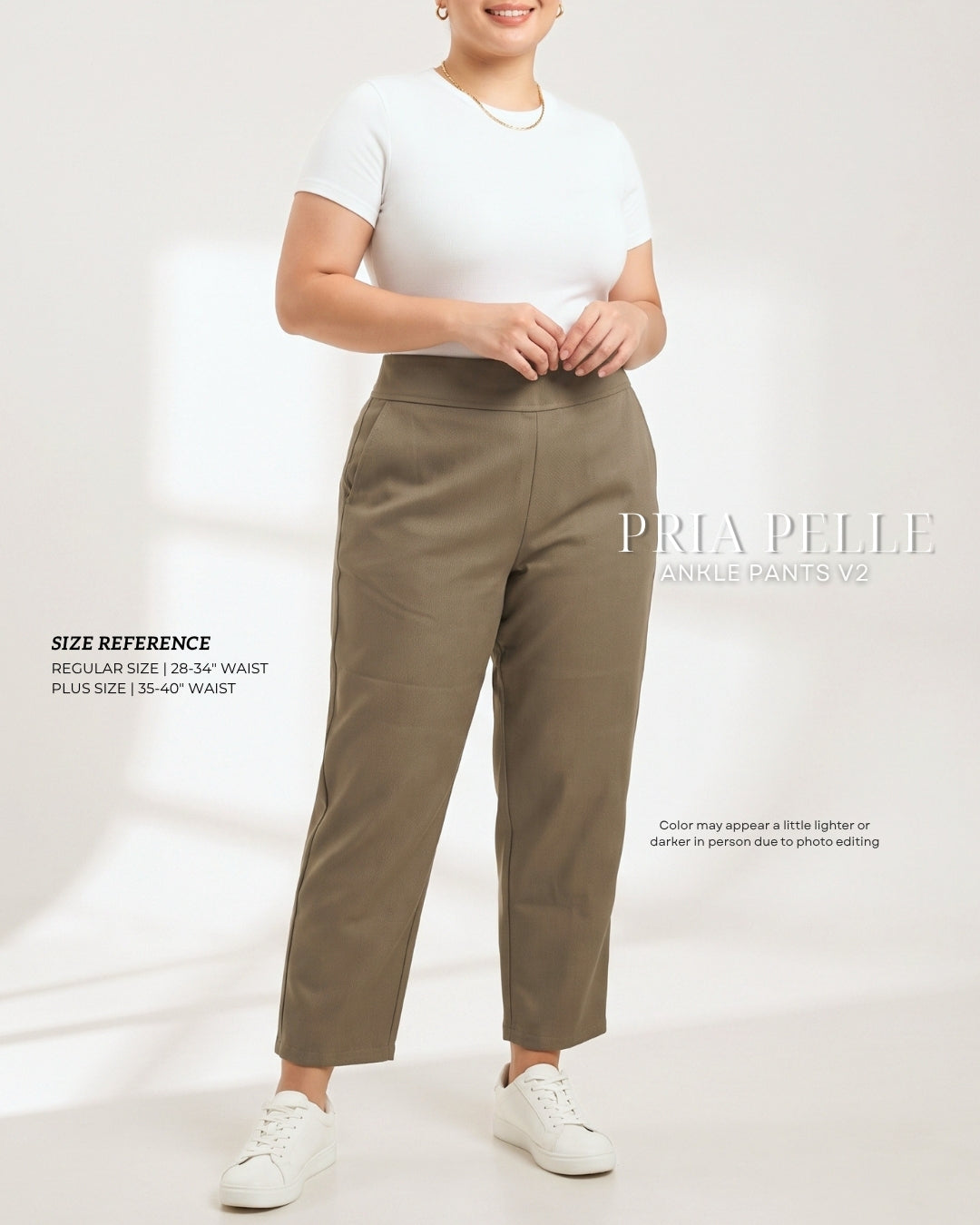 Pria Pelle Ankle Pants Version 2 | Back Garter - Denim Blend Olive Grove - Non stretch