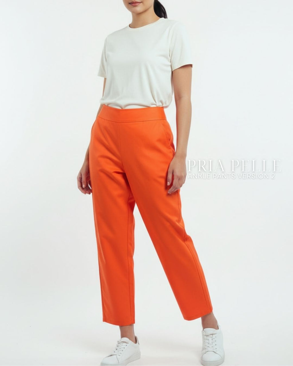 Pria Pelle Ankle Pants Version 2 | Back Garter - Cotton Blend Orange