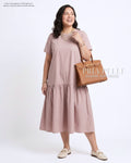 Pria Pelle Solene Short Sleeves Midi Dress - Cotton Blend Pale Mauve | Non Stretch