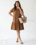 Pria Pelle Peplum Dress Version 1 | Cotton Blend Warm Mocha - Non Stretch