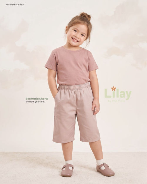 Lilay Kids Bermuda Shorts - Cotton Blend Pale Mauve | Non Stretch