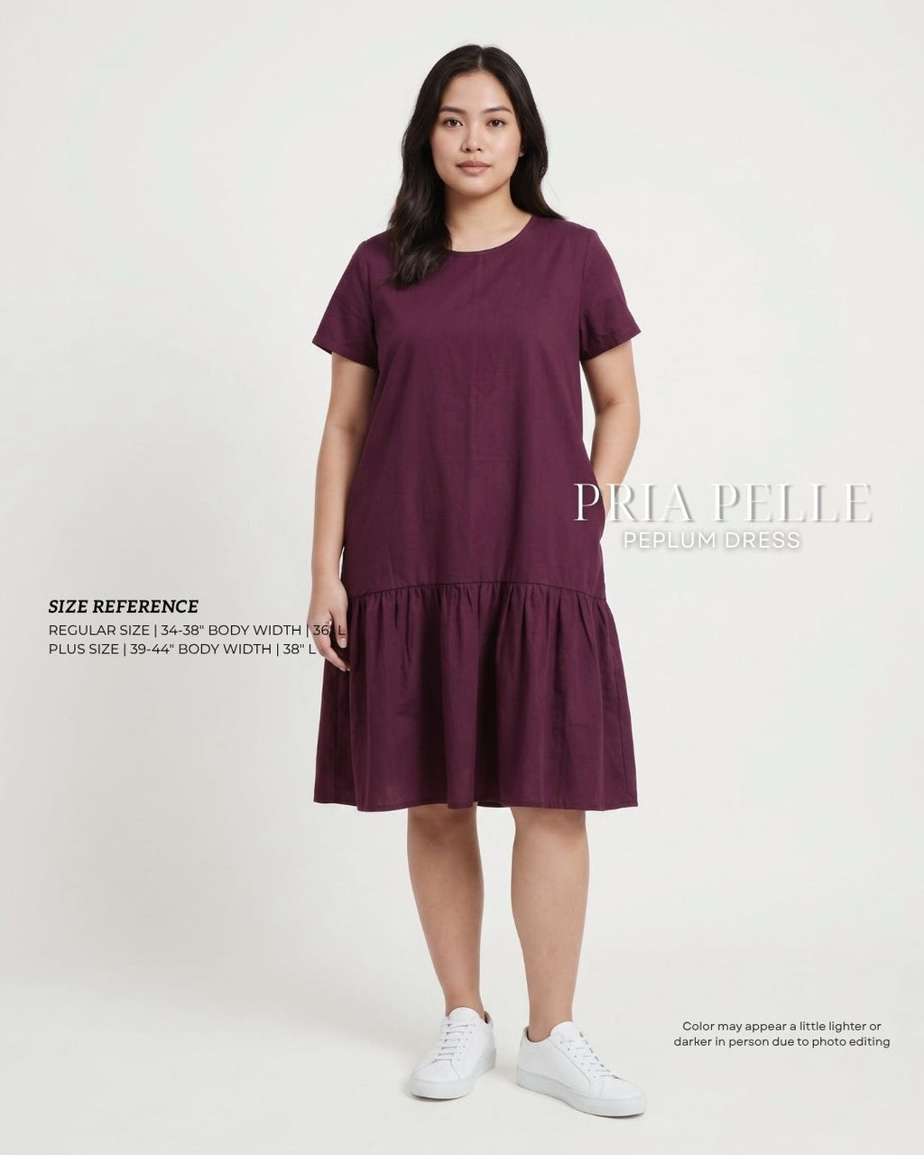 Pria Pelle Peplum Dress Version 1 | Cotton Blend Acid Maroon - Non Stretch