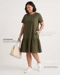 Pria Pelle Peplum Dress Version 1 | Cotton Blend Army Green - Non Stretch