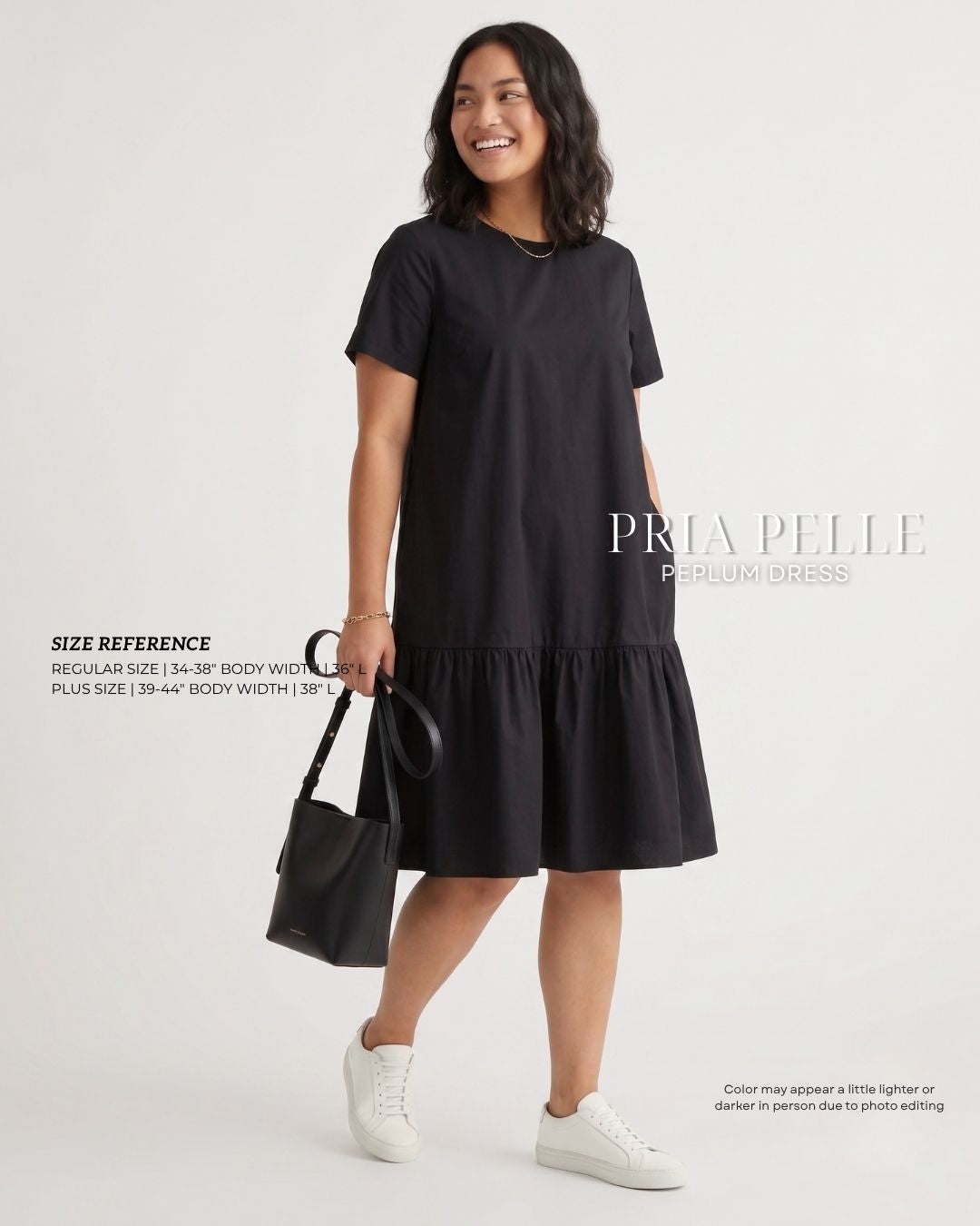 Pria Pelle Peplum Dress Version 1 | Cotton Blend Black - Non Stretch