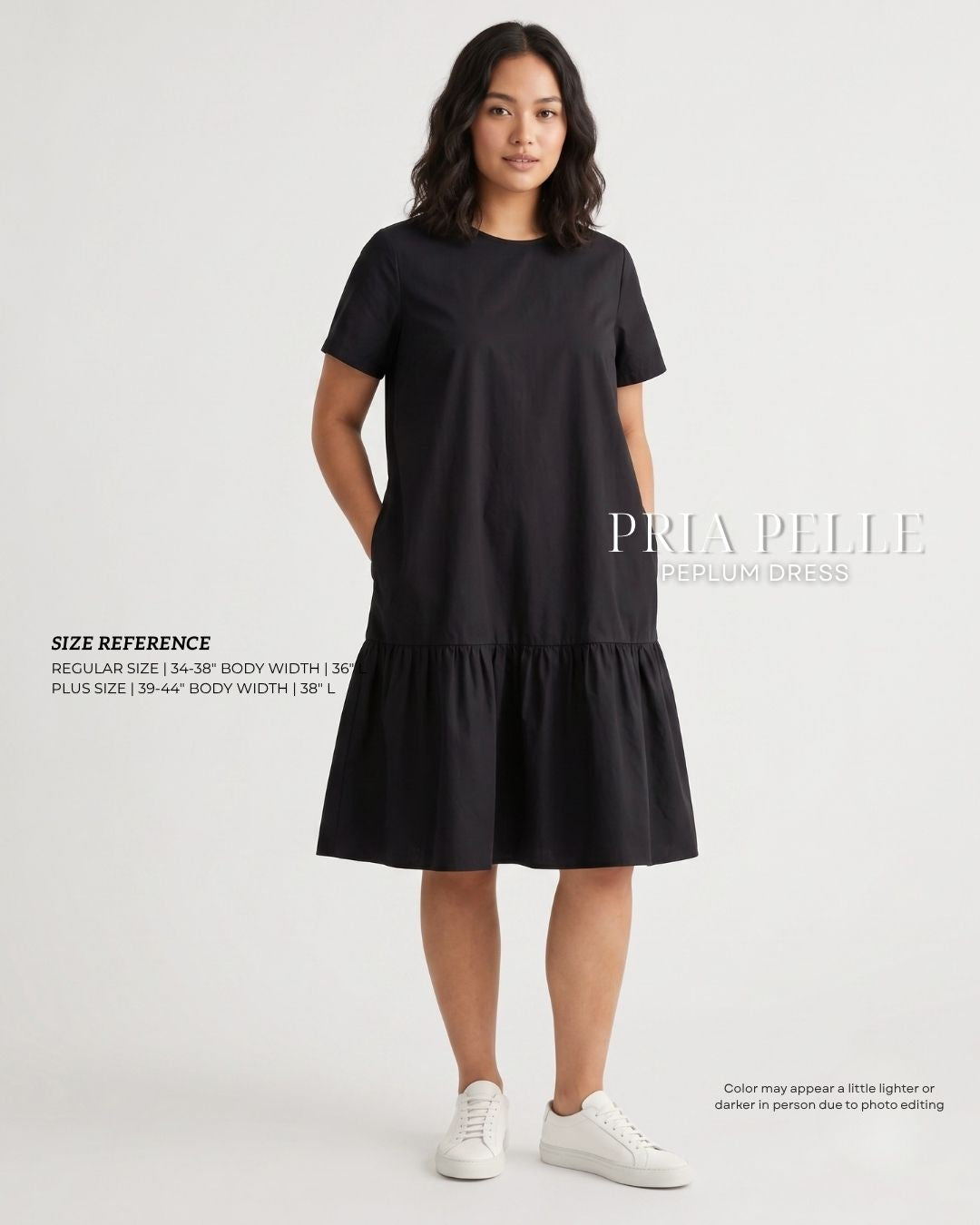 Pria Pelle Peplum Dress Version 1 | Cotton Blend Black - Non Stretch