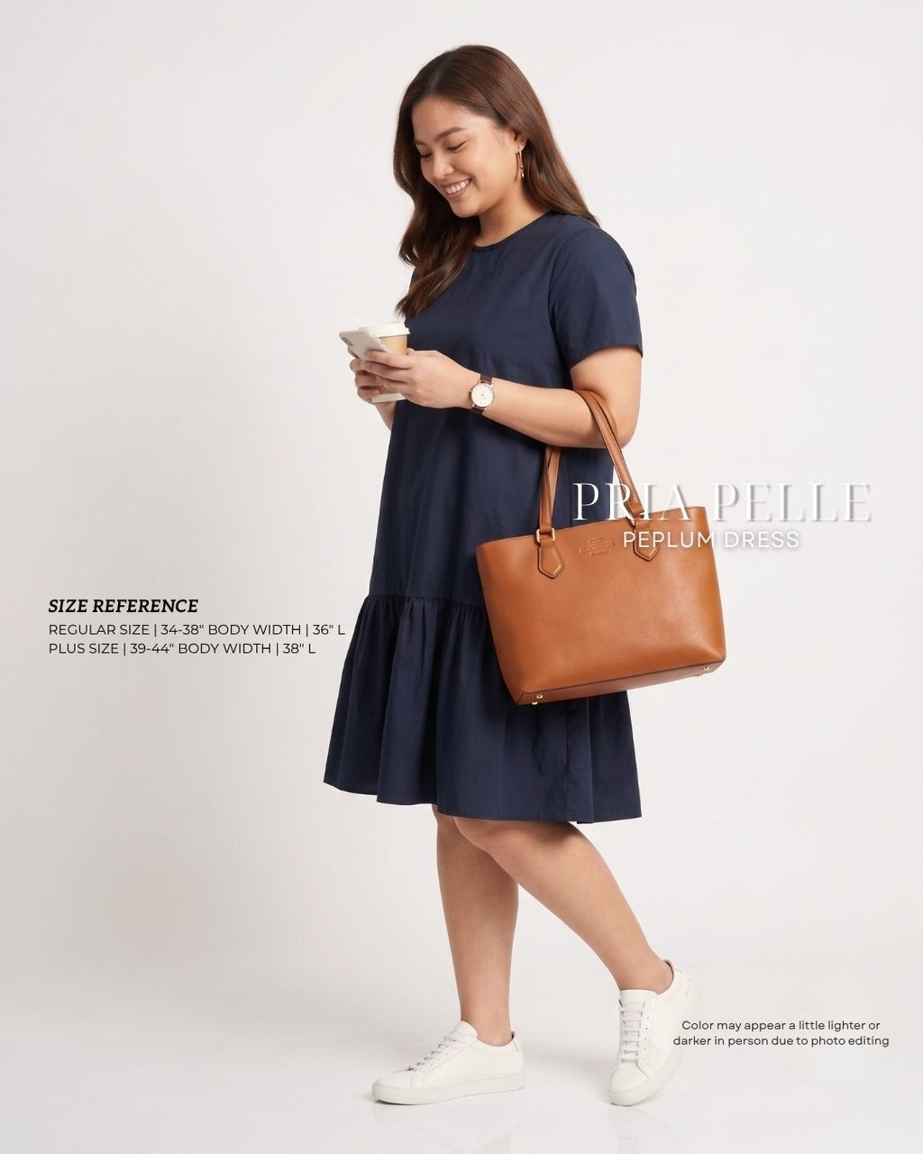 Pria Pelle Peplum Dress Version 1 | Cotton Blend Blue Black - Non Stretch