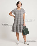Pria Pelle Peplum Dress Version 1 | Woven Checkered Dark Gray - Non Stretch