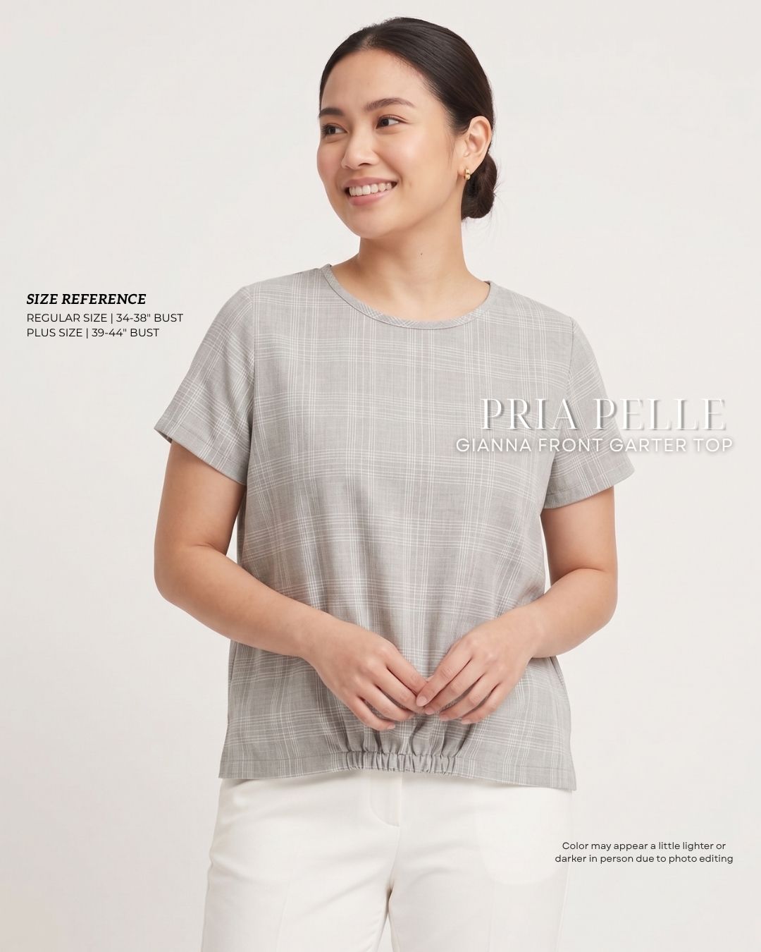 Pria Pelle Gianna Front Garter Top - Woven Checkered Light Gray | Non Stretch [TOP ONLY]