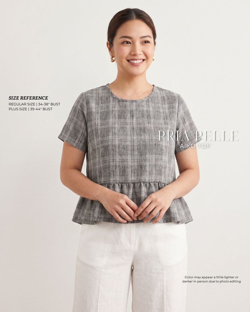 Pria Pelle Aiko Top - Woven Checkered Dark Gray | Non Stretch [TOP ONLY]