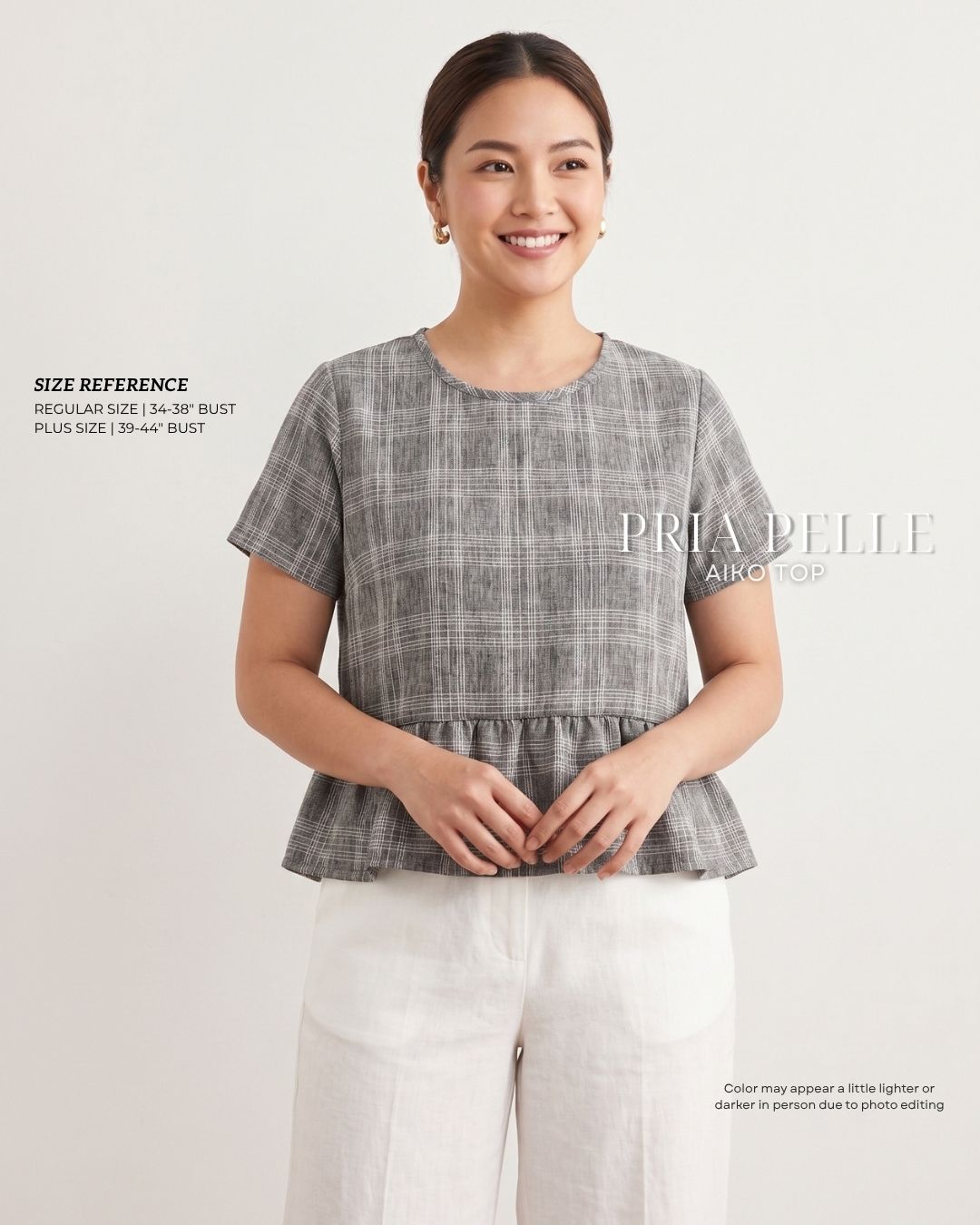 Pria Pelle Aiko Top - Woven Checkered Dark Gray | Non Stretch [TOP ONLY]