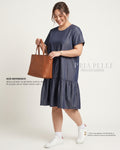 Pria Pelle Peplum Dress Version 1 | Soft Denim Midnight Blue - Non Stretch