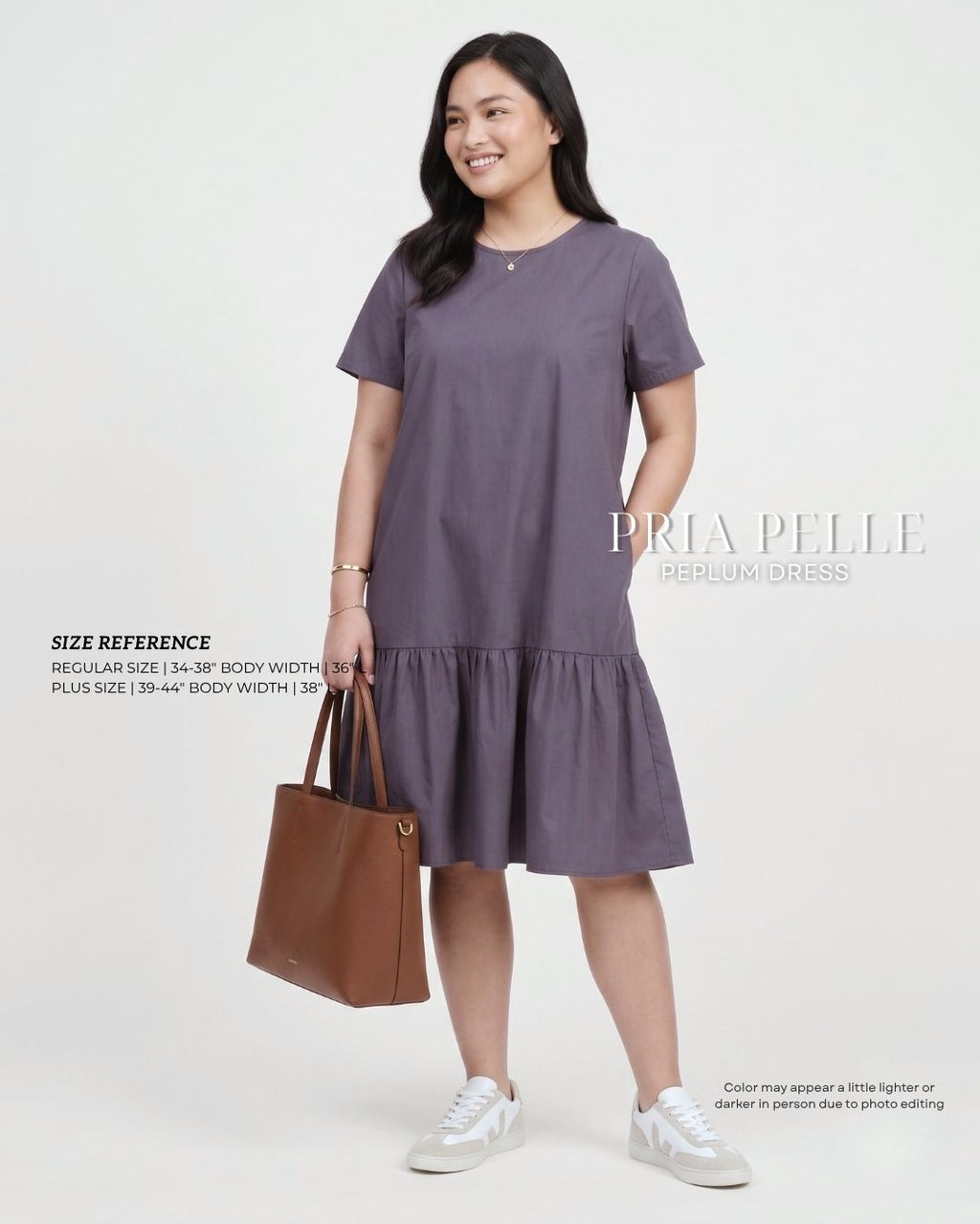 Pria Pelle Peplum Dress Version 1 | Cotton Blend Purple Gray - Non Stretch