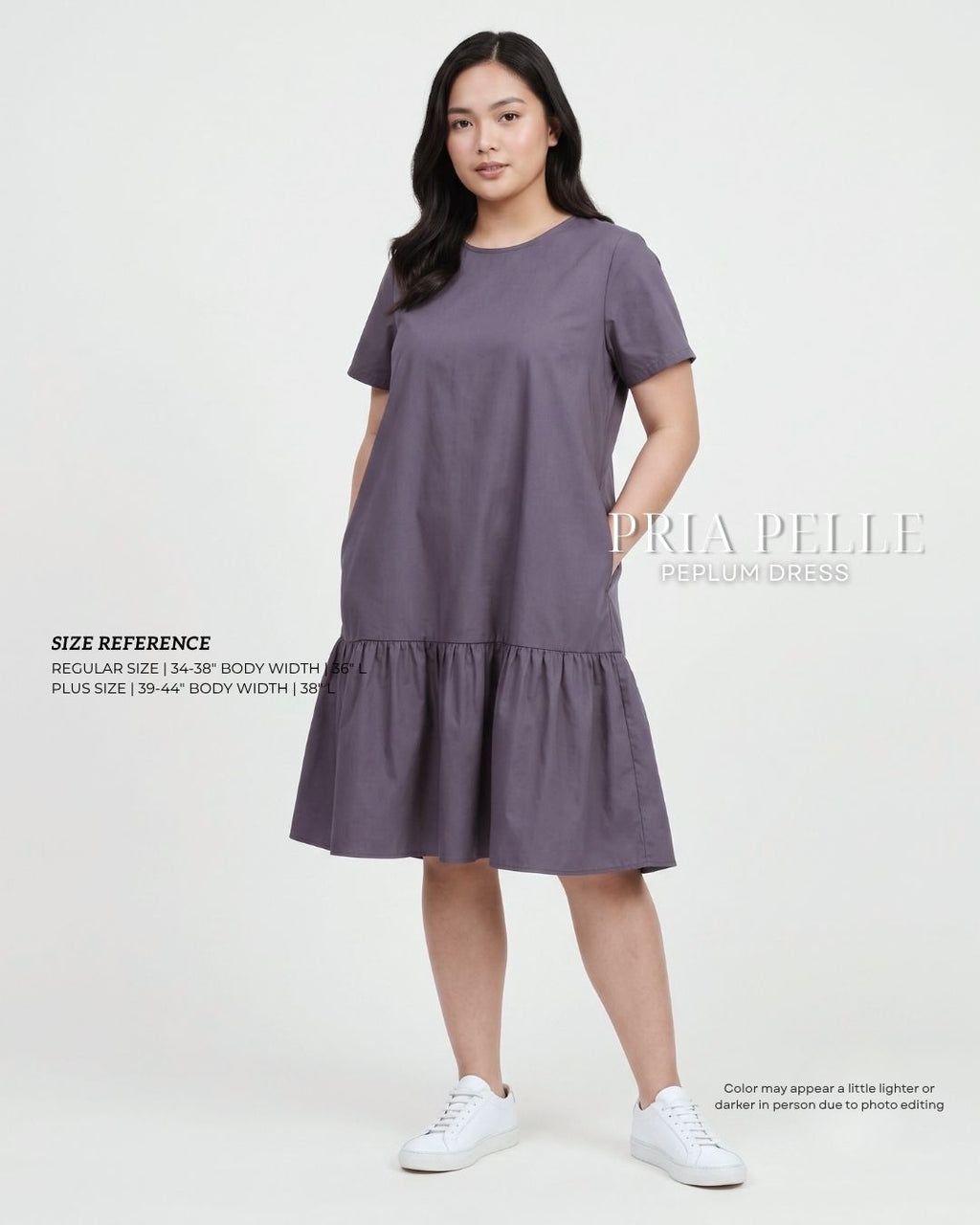 Pria Pelle Peplum Dress Version 1 | Cotton Blend Purple Gray - Non Stretch