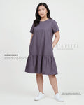 Pria Pelle Peplum Dress Version 1 | Cotton Blend Purple Gray - Non Stretch