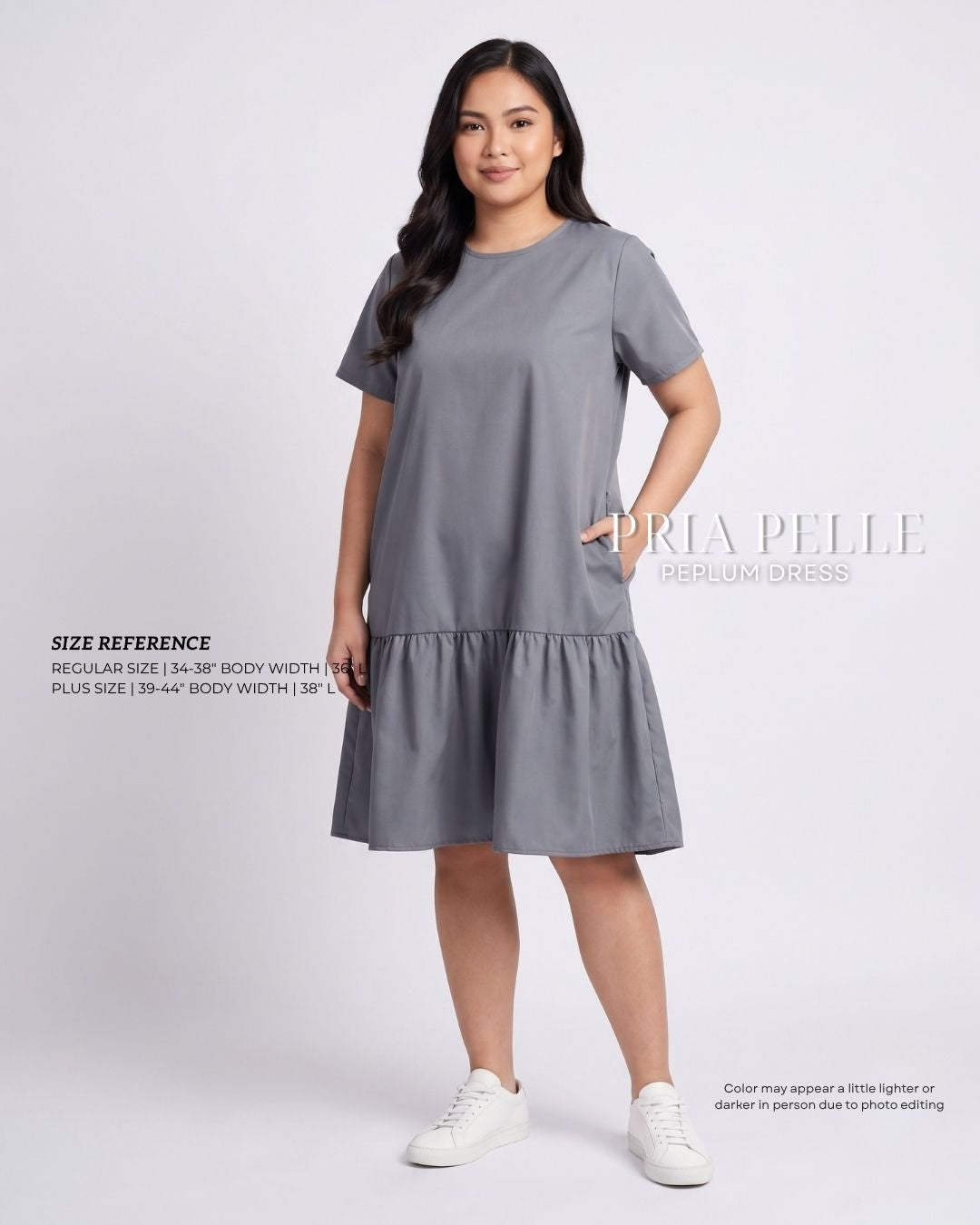 Pria Pelle Peplum Dress Version 1 | Cotton Blend Slate Gray - Non Stretch