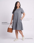 Pria Pelle Peplum Dress Version 1 | Cotton Blend Slate Gray - Non Stretch