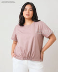 Pria Pelle Gianna Front Garter Top - Cotton Blend Pale Mauve | Non Stretch