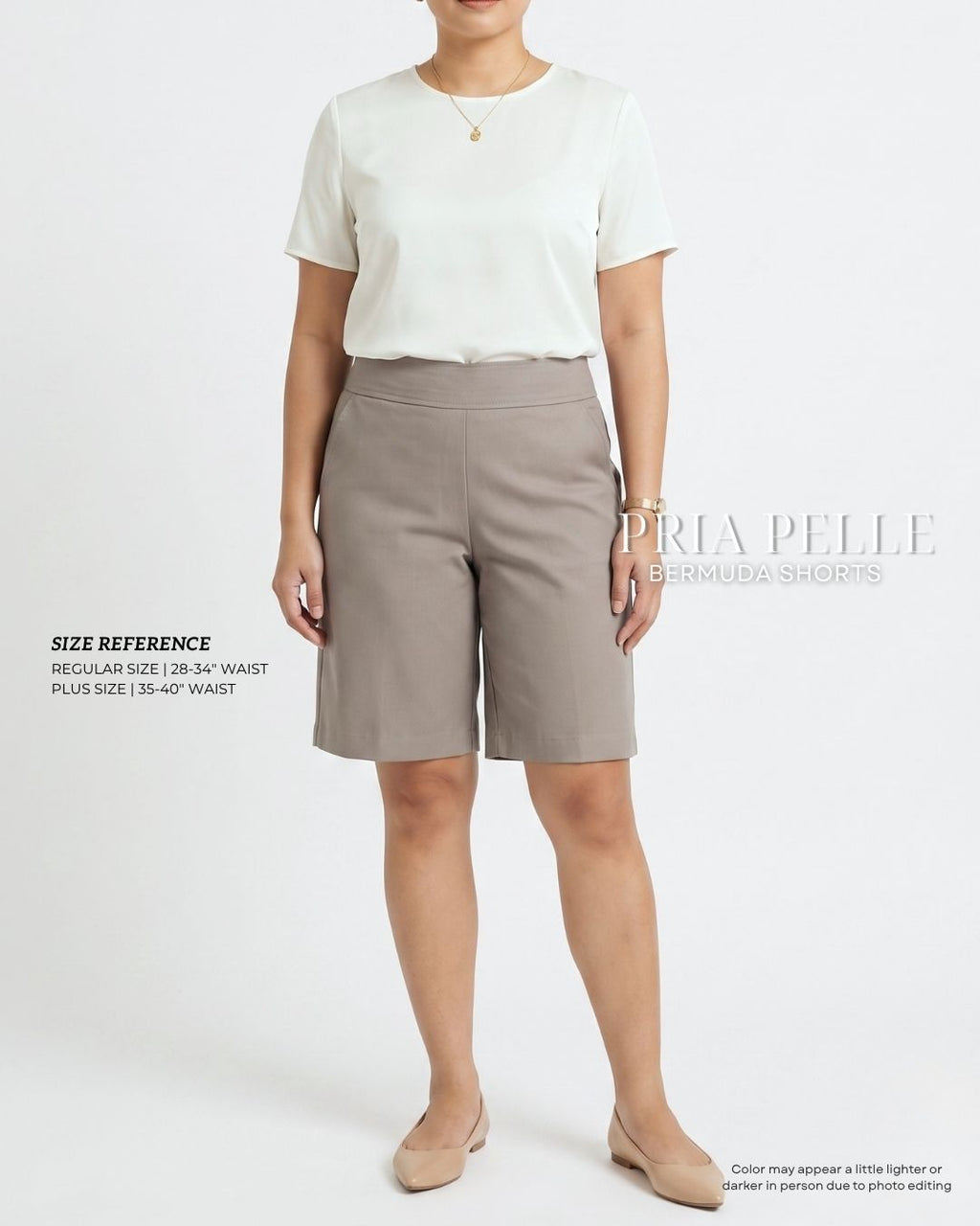 Pria Pelle Bermuda Shorts | Back garter - Cotton Twill Light Gray | Non Stretch