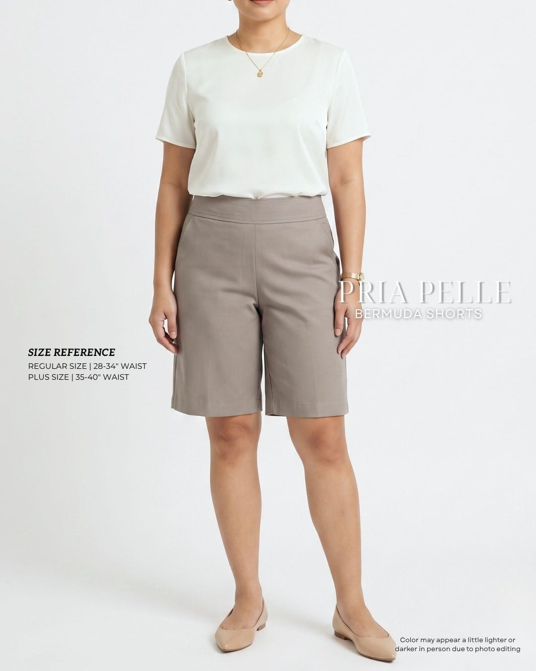 Pria Pelle Bermuda Shorts | Back garter - Cotton Twill Light Gray | Non Stretch