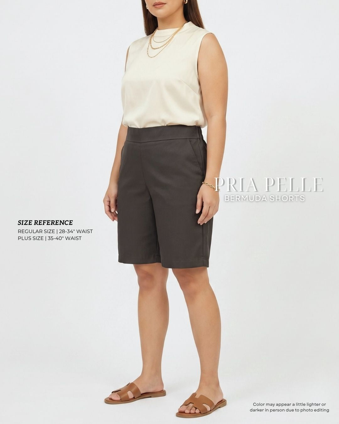 Pria Pelle Bermuda Shorts | Back garter - Cotton Twill Taupe Gray | Non Stretch
