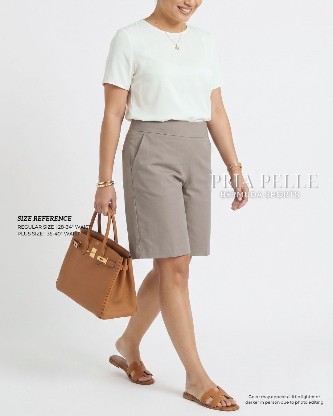Pria Pelle Bermuda Shorts | Back garter - Cotton Twill Light Gray | Non Stretch