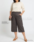 Pria Pelle Capri Culottes Pants | Back garter - Cotton Twill Taupe Gray | Non Stretch