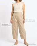 Pria Pelle Cropped Barrel Pants | Back Garter - Cotton Twill Champagne | Non Stretch