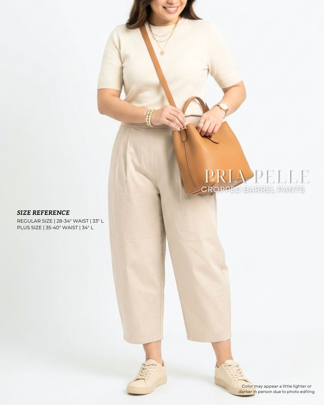 Pria Pelle Cropped Barrel Pants | Back Garter - Cotton Blend Off White with Stretch