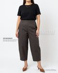 Pria Pelle Cropped Barrel Pants | Back Garter - Cotton Twill Taupe Gray | Non Stretch