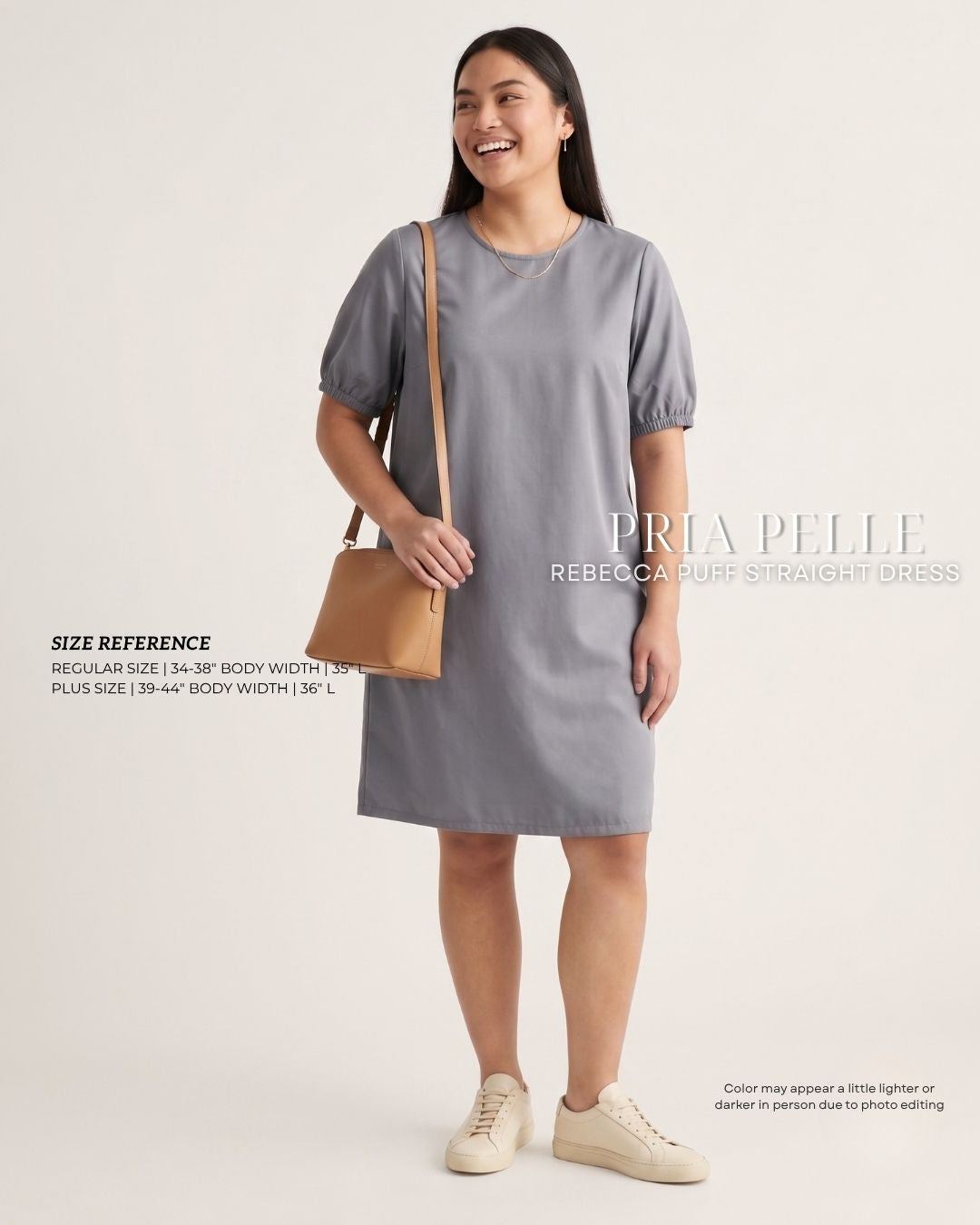 Pria Pelle Rebecca Puff Straight Dress | Cotton Blend Slate Gray - Non Stretch