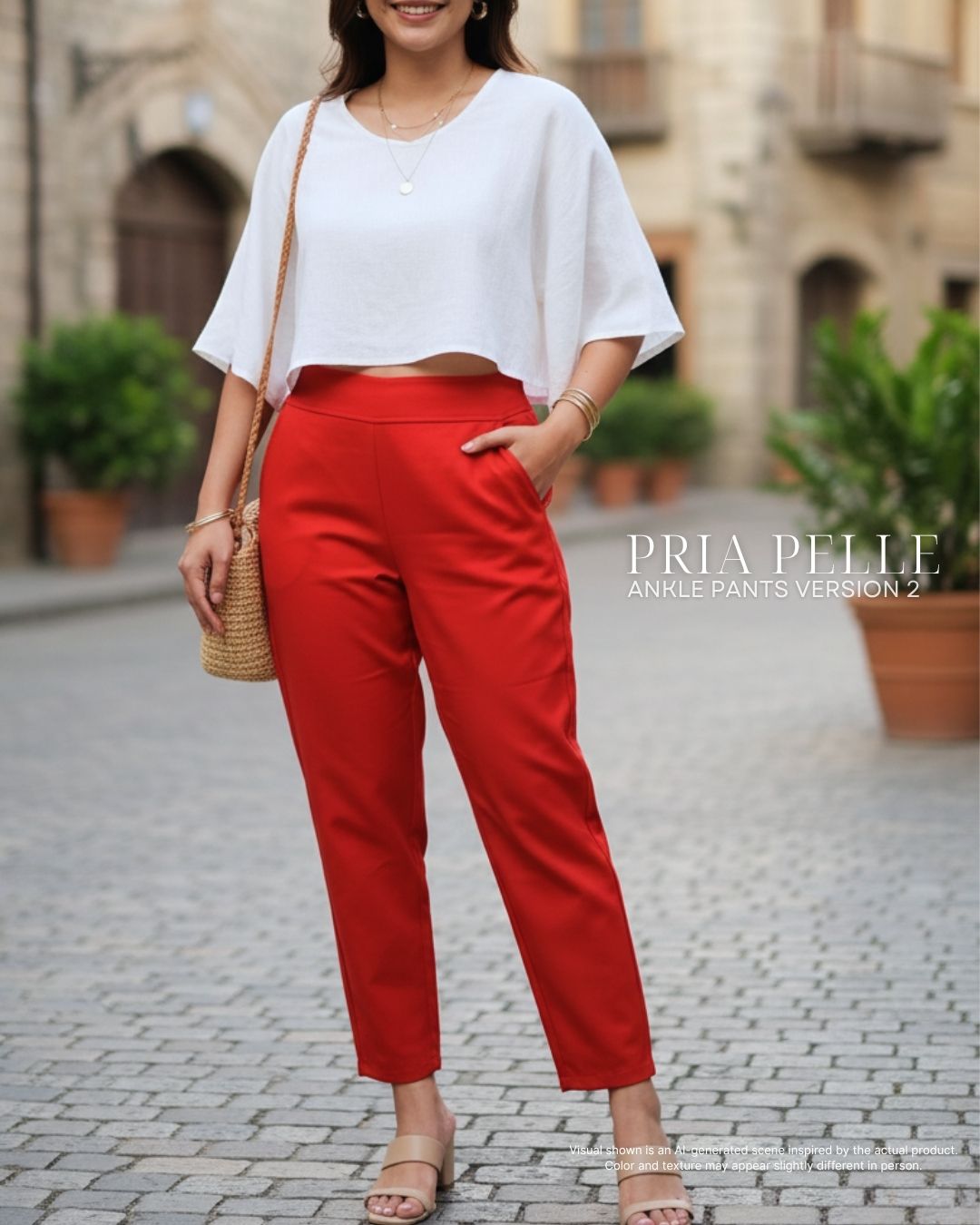 Pria Pelle Ankle Pants Version 2 | Back Garter - Cotton Twill Red Orange