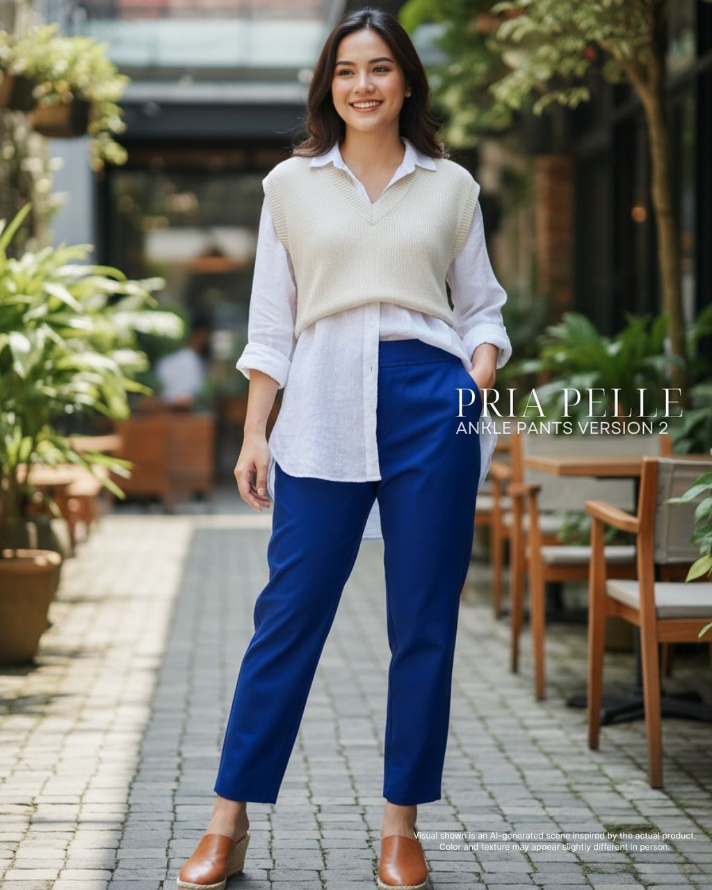 Pria Pelle Ankle Pants Version 2 | Back Garter - Cotton Blend Royal Blue