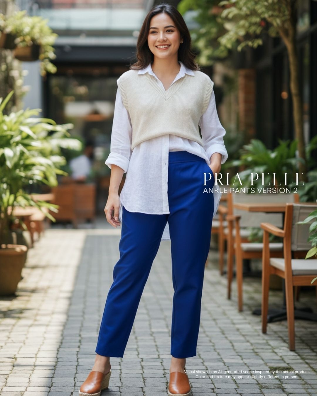 Pria Pelle Ankle Pants Version 2 | Back Garter - Cotton Blend Royal Blue