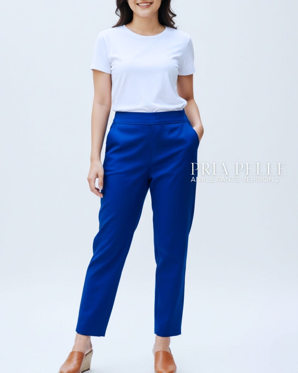 Pria Pelle Ankle Pants Version 2 | Back Garter - Cotton Blend Royal Blue