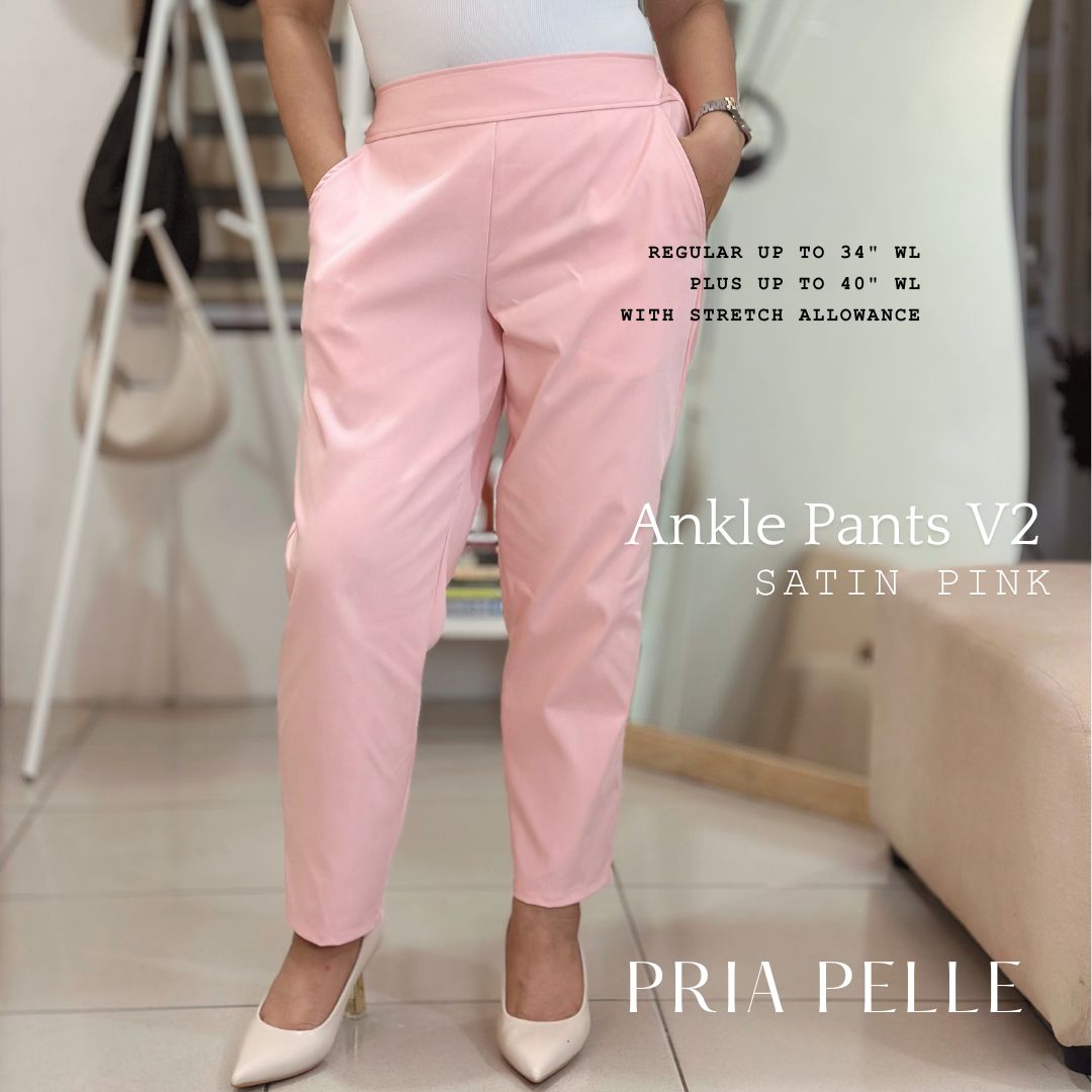 Pria Pelle Easy Ankle Pants V2.0 in Satin Pink (Back Garter - Non Stretch)