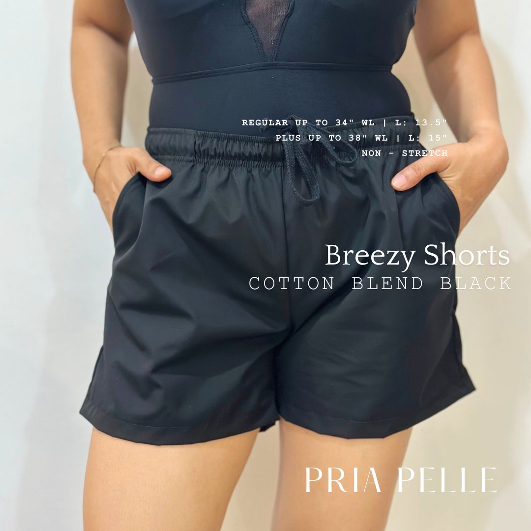 Pria Pelle Easy Breezy Shorts - Premium | Cotton Blend Black | Regular & Plus Sizes | Non-Stretch