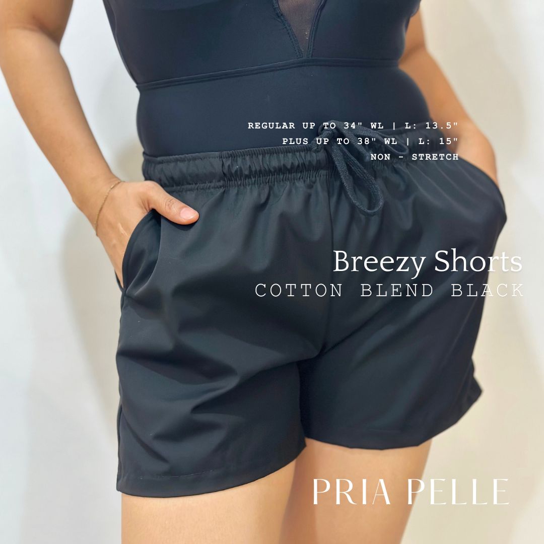 Pria Pelle Easy Breezy Shorts - Premium | Cotton Blend Black | Regular & Plus Sizes | Non-Stretch