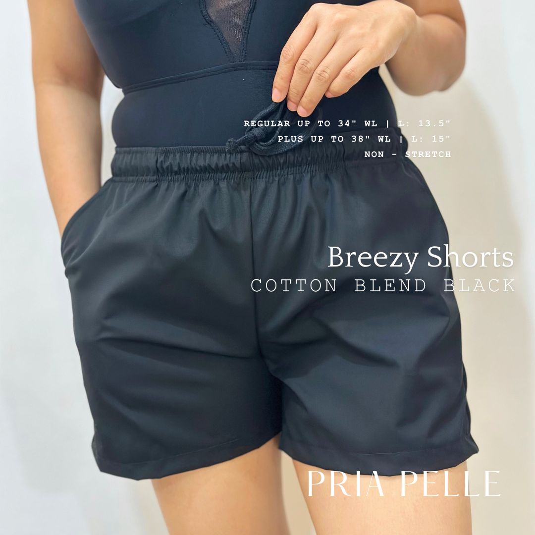 Pria Pelle Easy Breezy Shorts - Premium | Cotton Blend Black | Regular & Plus Sizes | Non-Stretch