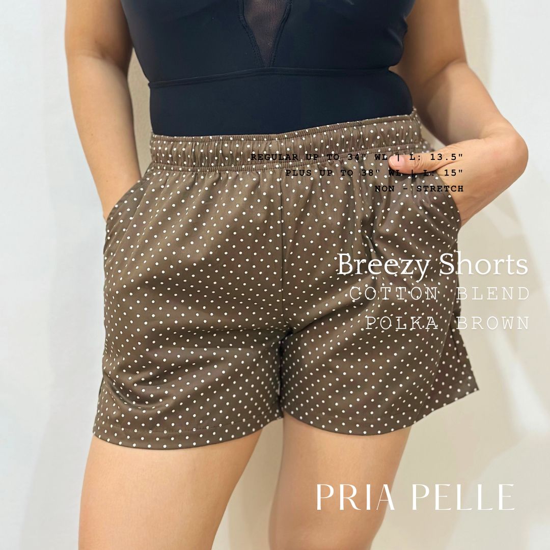 Pria Pelle Bermuda Shorts - Cotton Blend Polka Brown | Regular & Plus Sizes | Non-Stretch