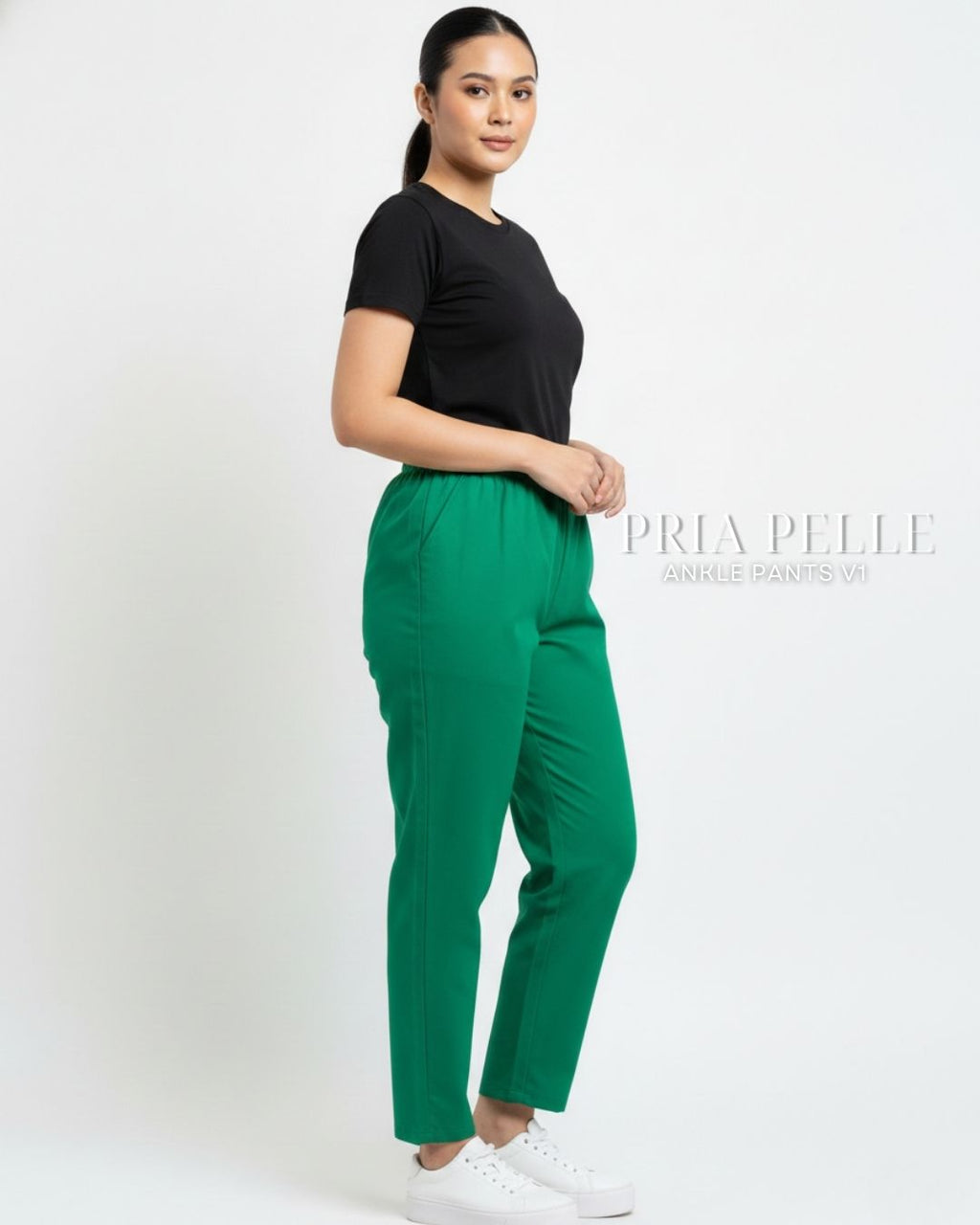 Pria Pelle Ankle Pants Version 1 | Fully Gartered - Cotton Twill Shamrock Green | Non Stretch