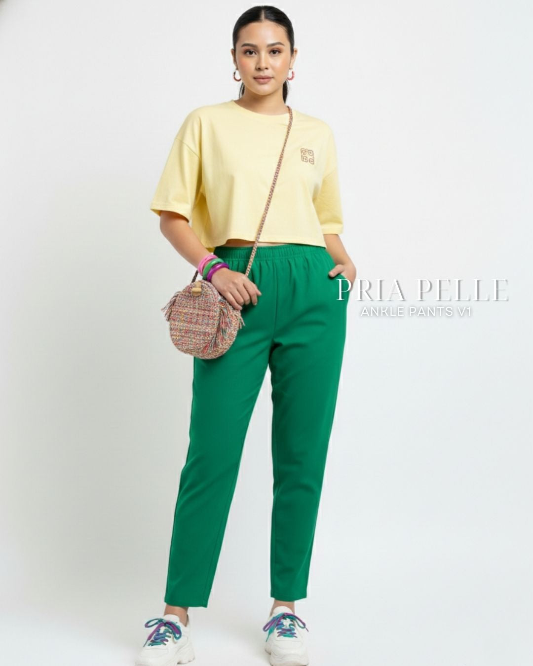 Pria Pelle Ankle Pants Version 1 | Fully Gartered - Cotton Twill Shamrock Green | Non Stretch