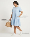 Pria Pelle Peplum Dress Version 1 | Denim Blend Light Blue with Stretch