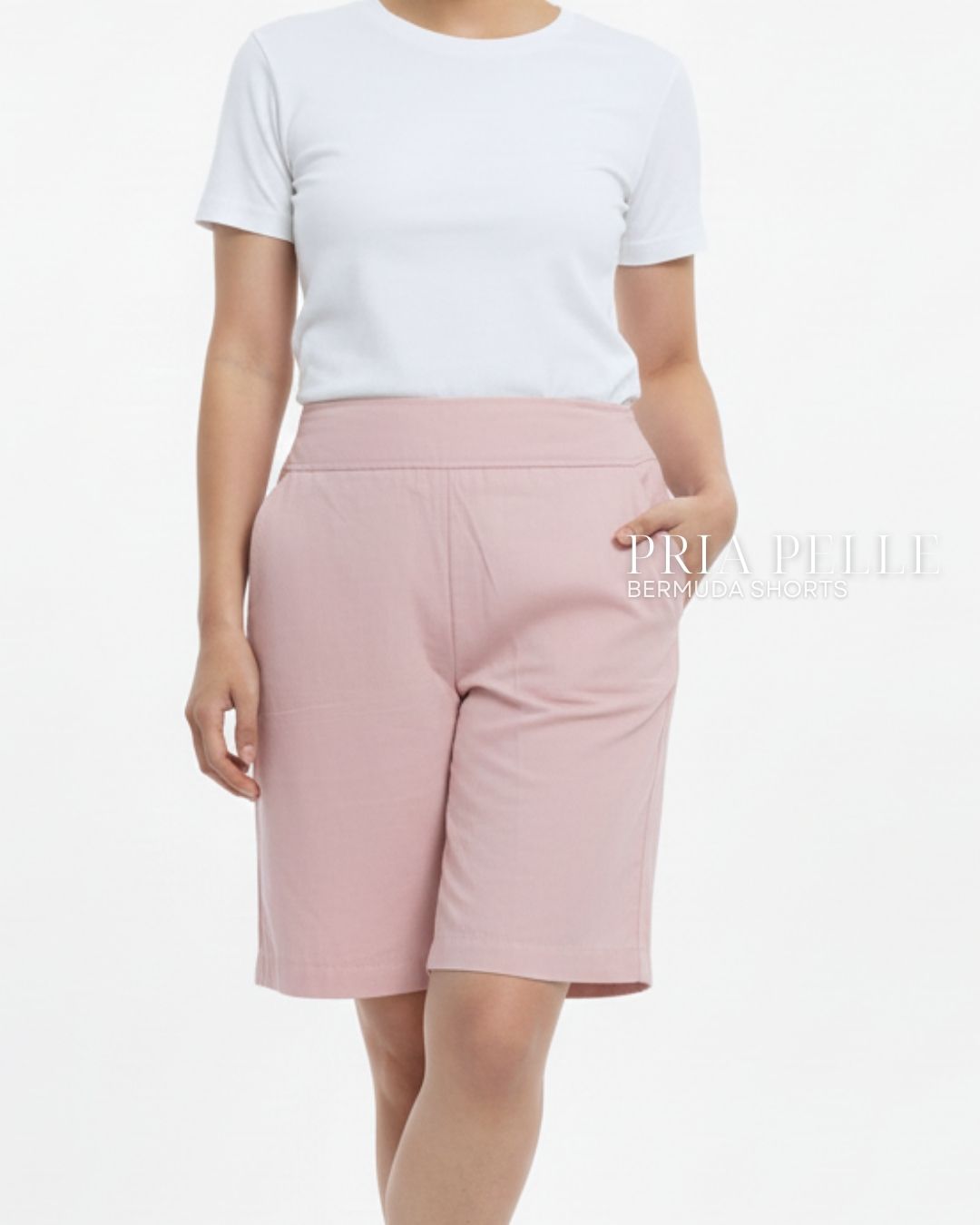 Pria Pelle Bermuda Shorts | Back garter - Twill Blend Blush | Non Stretch