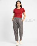 Pria Pelle Ankle Pants Version 1 | Fully Gartered - Cotton Blend Tartan Champagne | Non Stretch